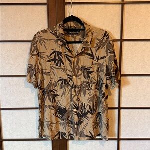 All Saints Tan and Black Casual Button Down Shirt
